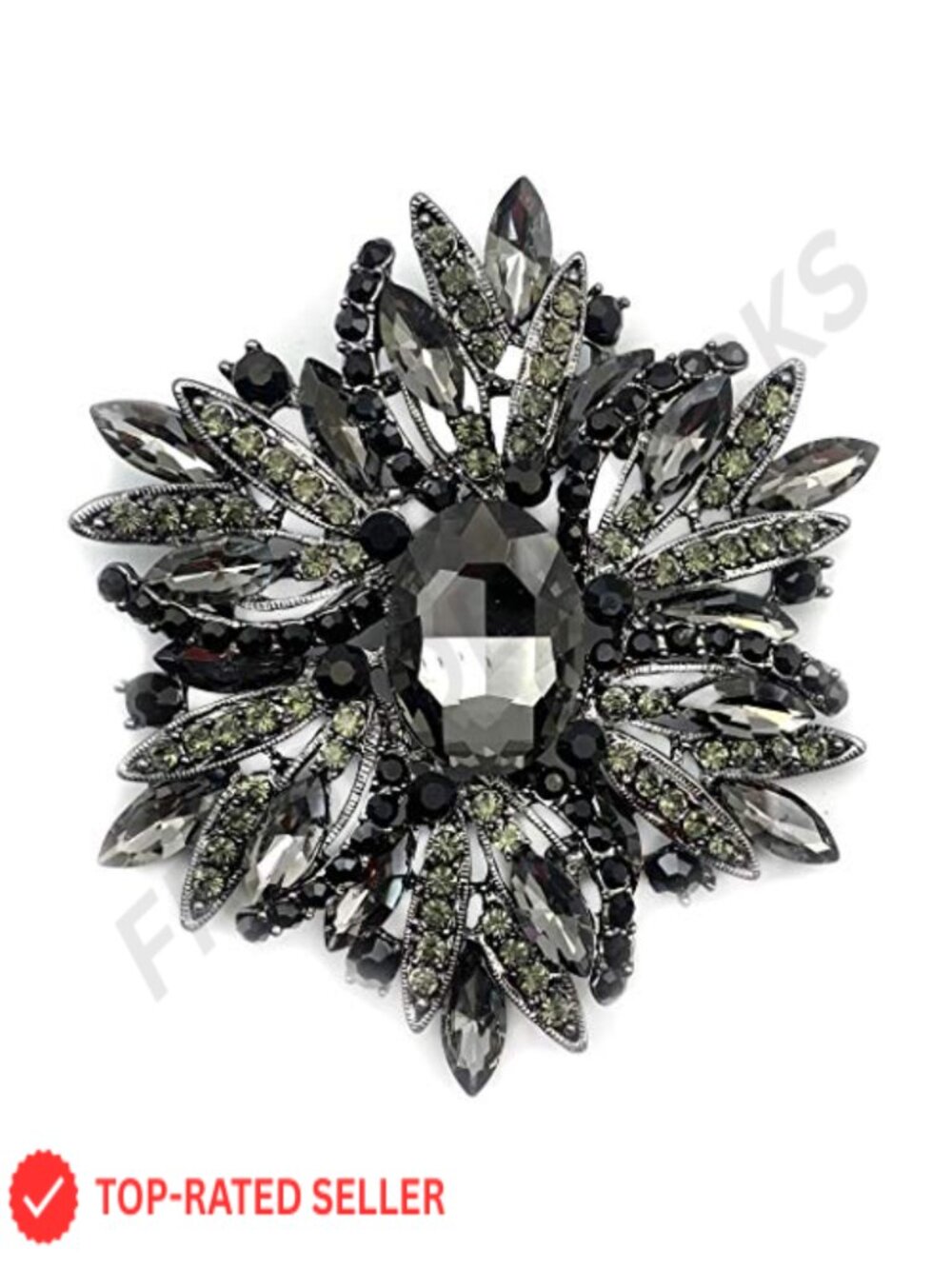 Large Flower Brooch Pin Crystal Rhinestone Scarf Hat Decoration